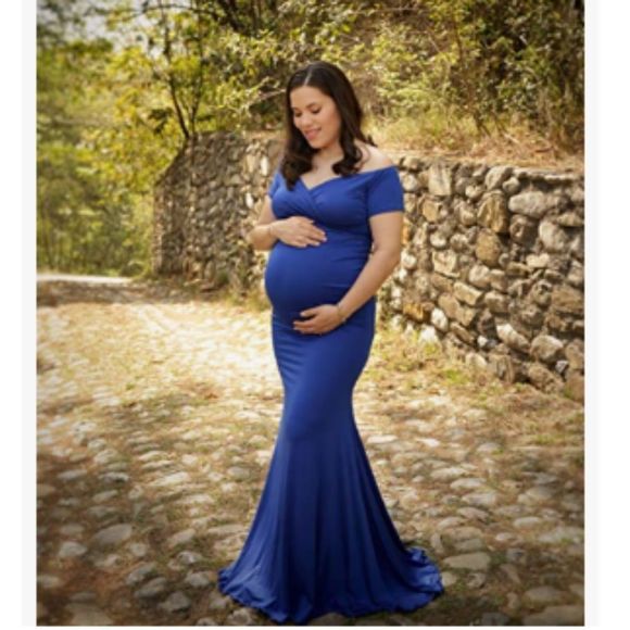 Dresses & Skirts - Maternity Long Off Shoulder Elegant Fitted Photography Dress XL